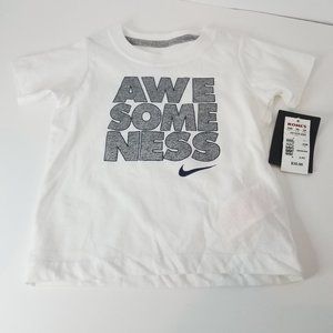 Boys Nike White "Awesomeness" Tshirt Size 24 month